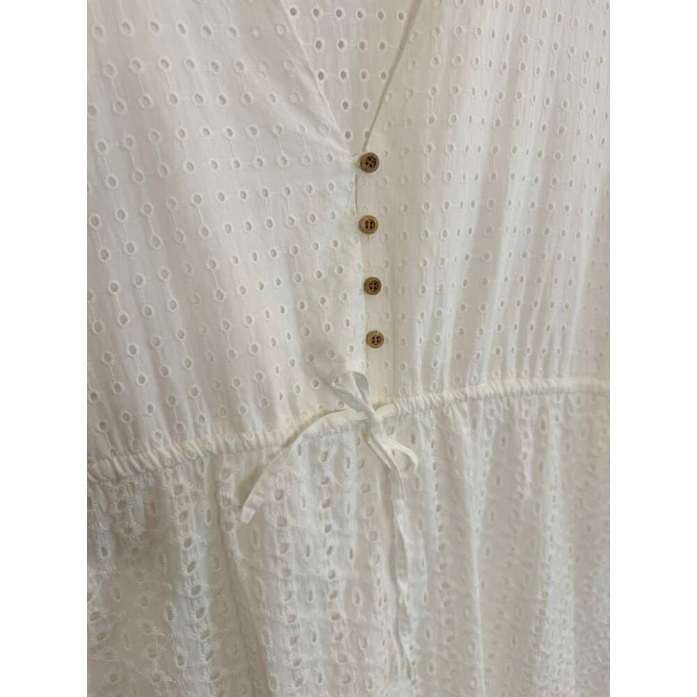 Zara Openwork Embroidered Midi Dress in White sz. M - Picture 6 of 10